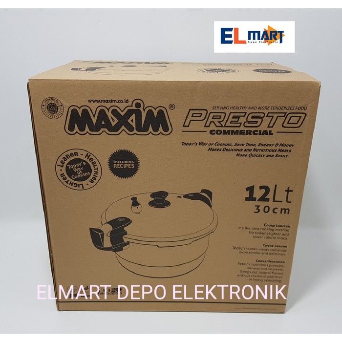 Panci Presto MAXIM alumunium 12 liter Pelunak daging ayam Pressure Cooker 12L