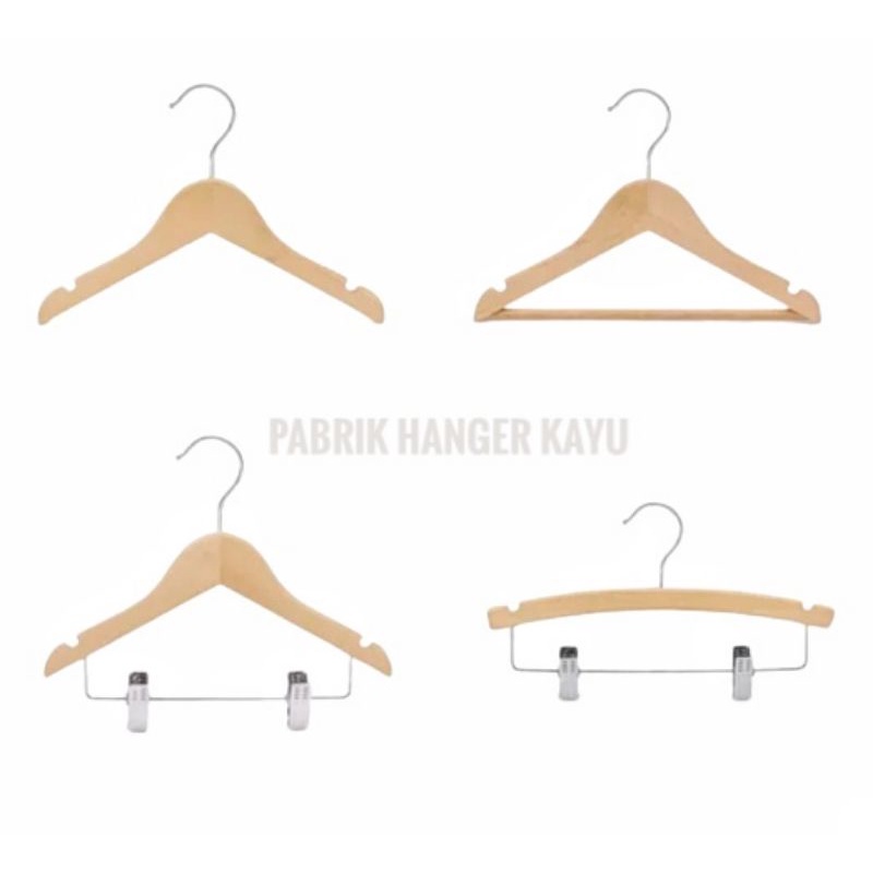 HANGER KAYU ANAK NATURAL MACAM MODEL