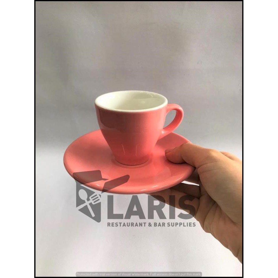 Cangkir Kopi Espresso Keramik Warna 90Ml / Cangkir Cafe Restoran Unik - Pink