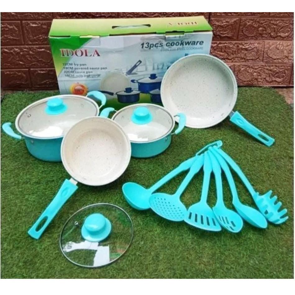 Panci Set 13pcs Cookware Idola Enamel Anti Lengket