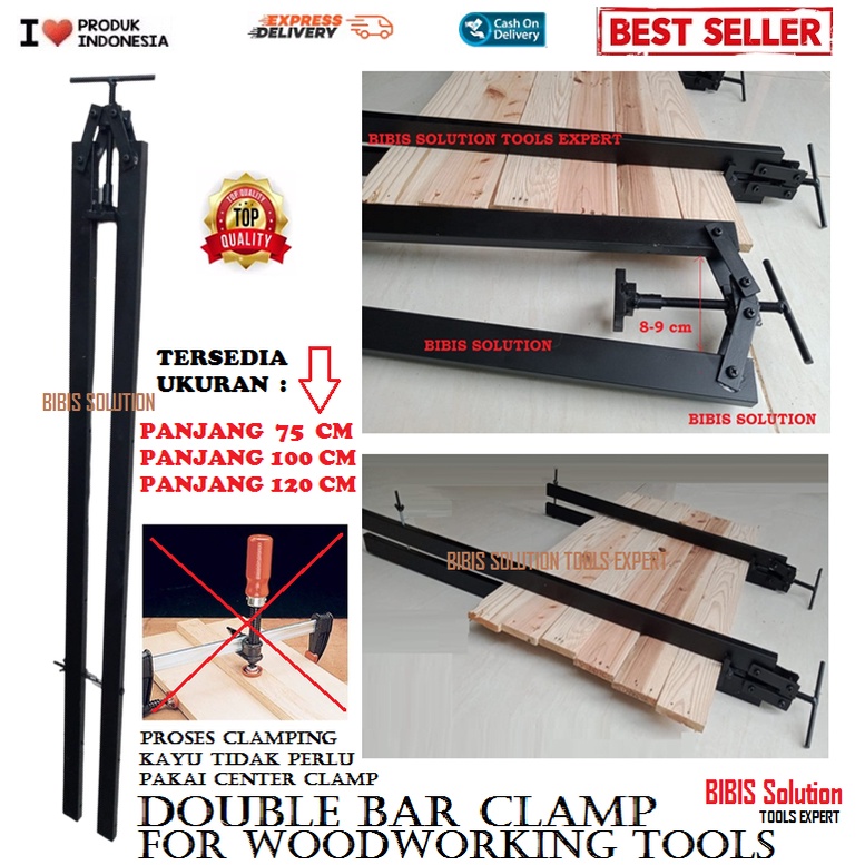 Double Bar Clamp Alat Press Klem Catok Papan Sambung Kayu T Bar Clamp Pipe Clamp