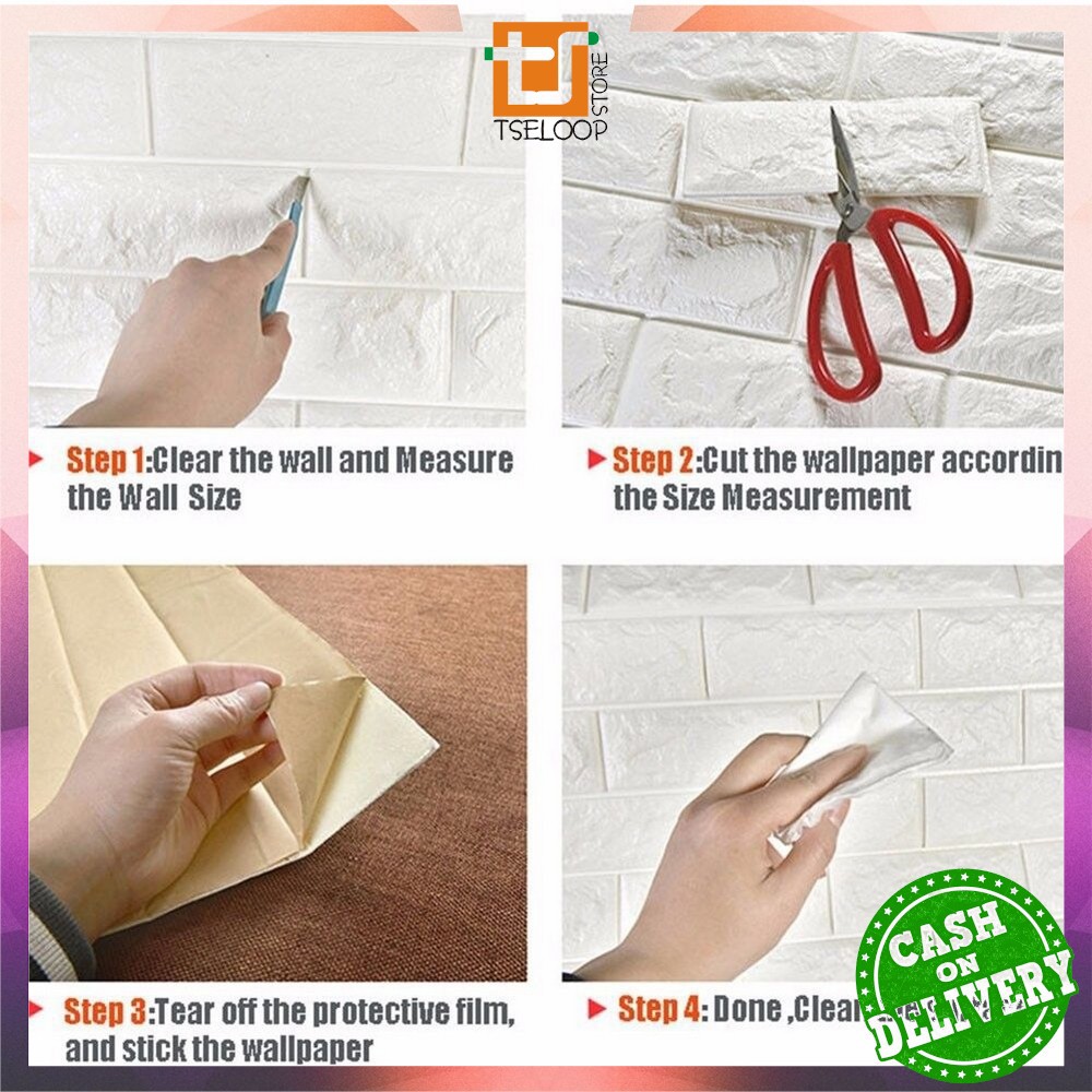 OFM-C206 Wallpaper Dinding Foam 3D Kecil Motif Batu Bata / Walpaper Stiker Dinding Dekorasi Kamar-8