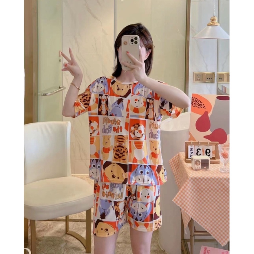 PIYAMA BAJU TIDUR WANITA CP PP IMPORT SANTAI BAHAN KAOS SPANDEKS-HC 48