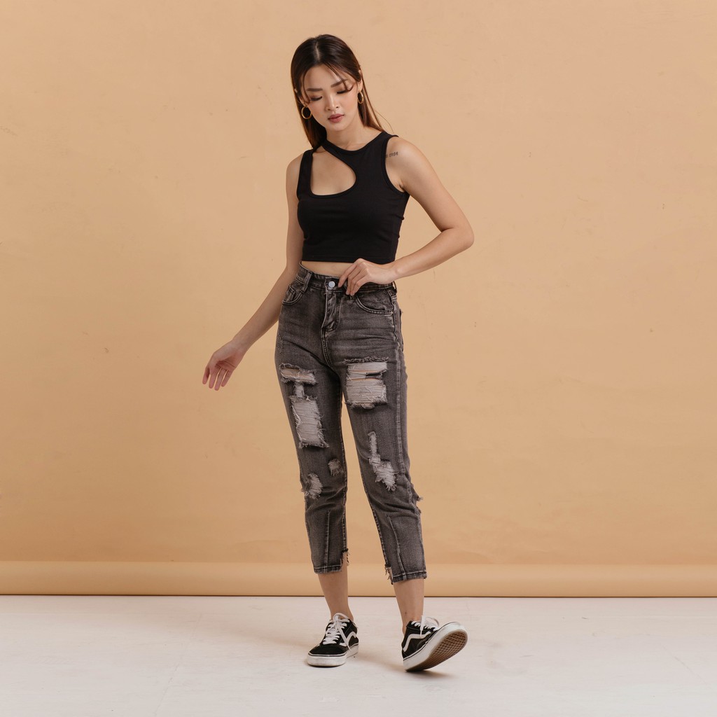 VIERLIN - Jeans 1008 - HIGH WAIST RIPPED JEANS WANITA