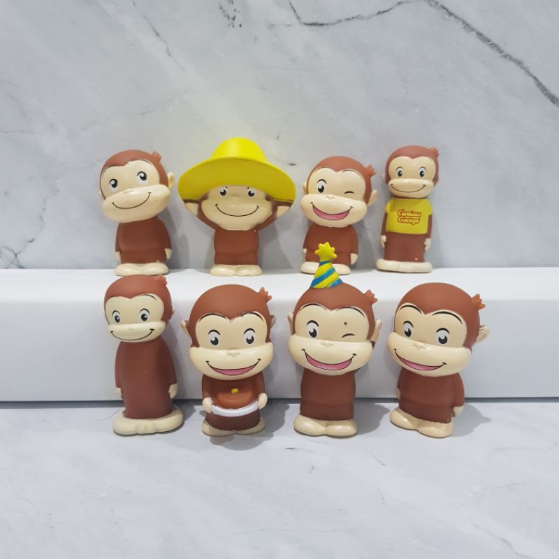 topper hiasan kue ulang tahun 4cm pajangan mobil monkey isi 8 mainan karet