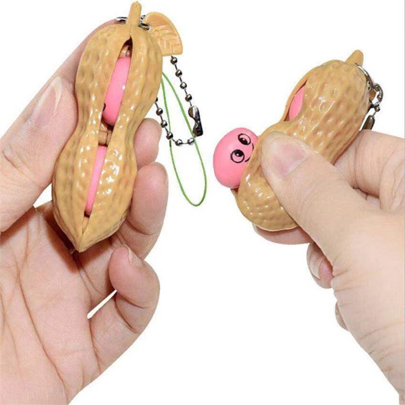 Mary 3 ''Fidget Peanut for Key Chain for Pop Squeeze Toy Anxiety Release Gadget Untuk w/Kacang Lucu Hadiah Anak Lovely Hand