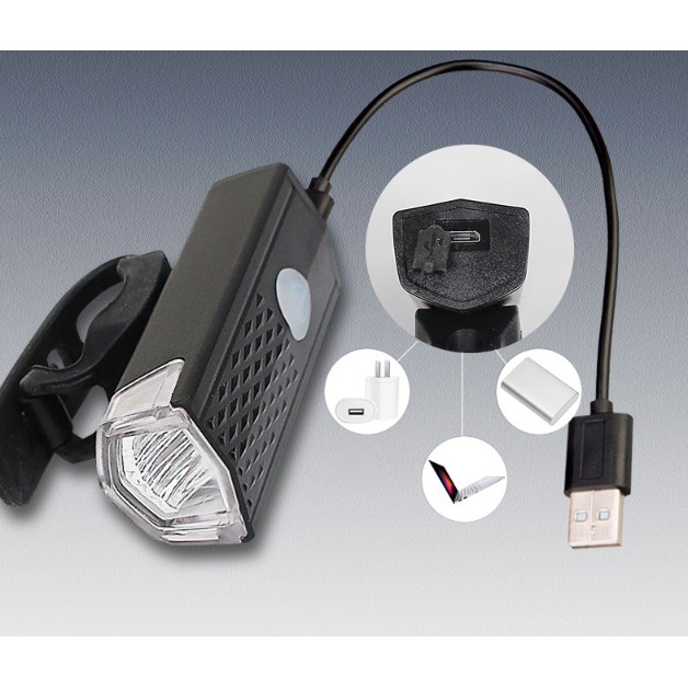 Paket 2in1 Lampu Sepeda LED Light Depan dan Belakang Rechargeable Charger Waterproof Murah JAKARTA