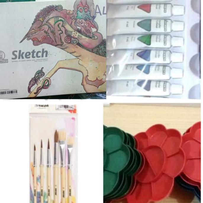 

Baru! Paket Lukis Sketchbook A4+Cat Akrilik+Kuas+Palet Termurah