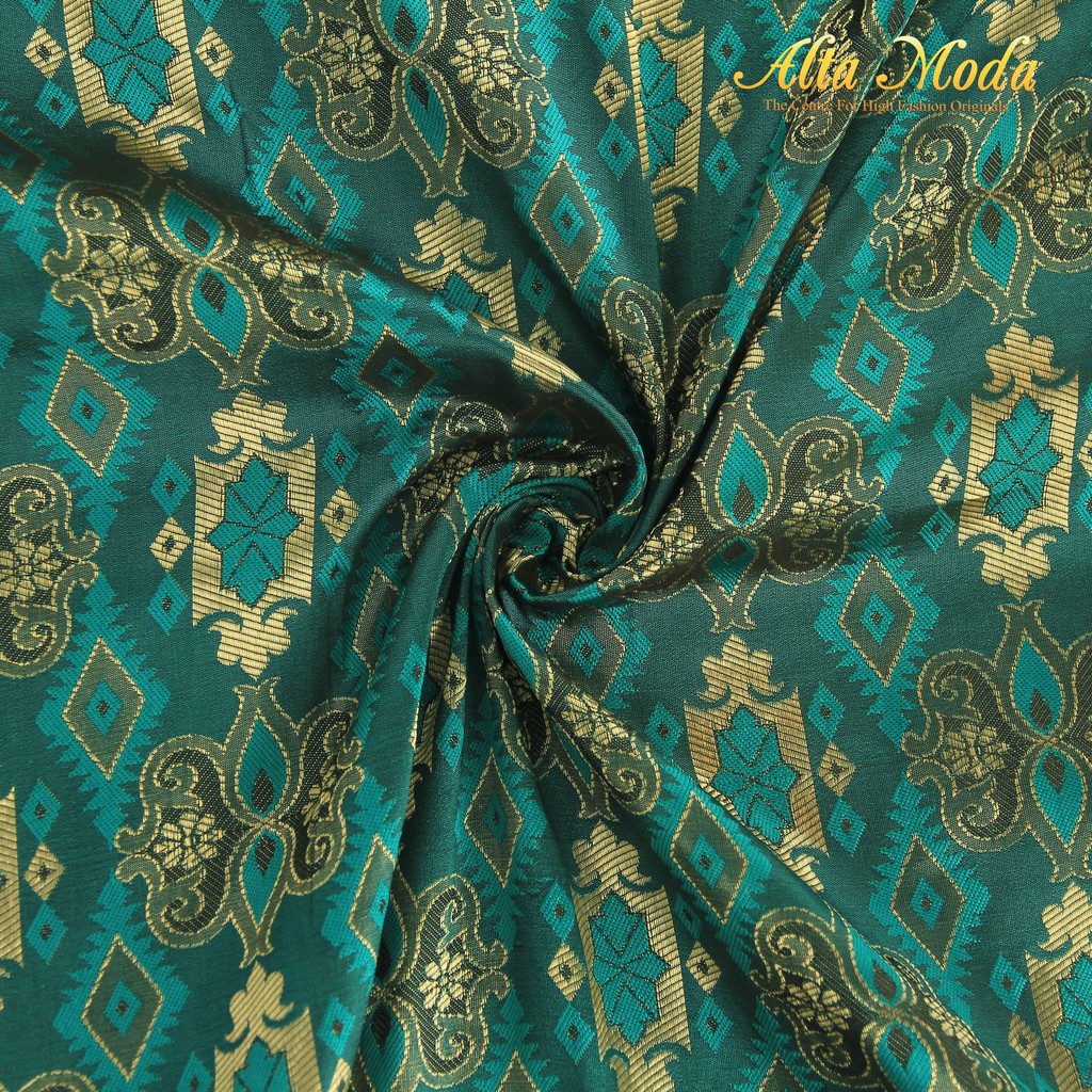 

Alta Moda Songket Motif Palembang Vintage Biru Toska Gold (1M)