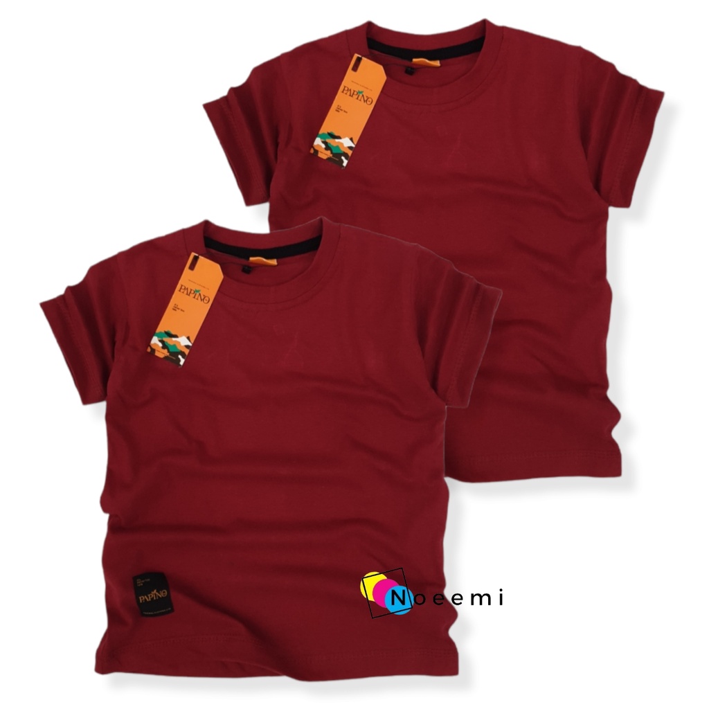 Papino Baju Kaos Anak Laki Laki 1-12 Tahun Pakaian Distro Oblong Polos Maron