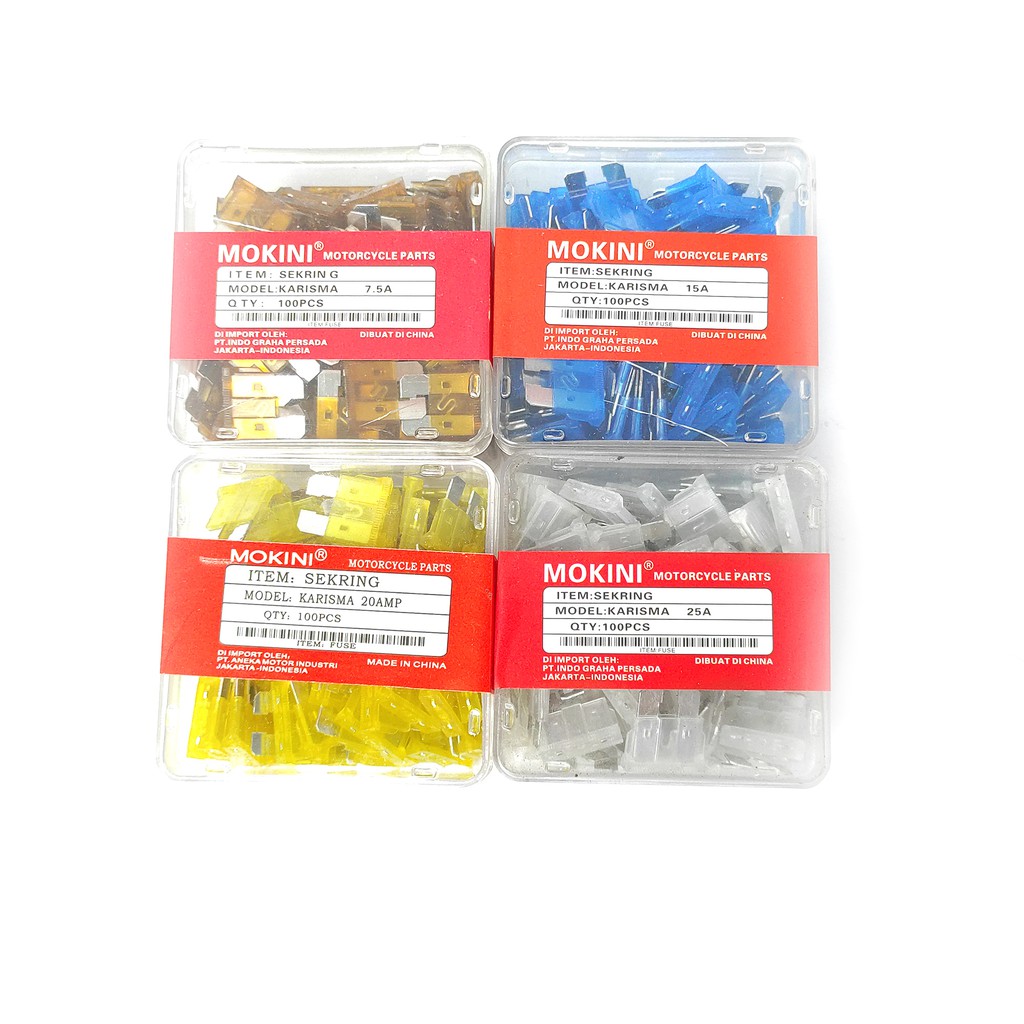 Sikring sekring fuse tancap colok 7.5A 10A 15A 20A 25A besar kecil