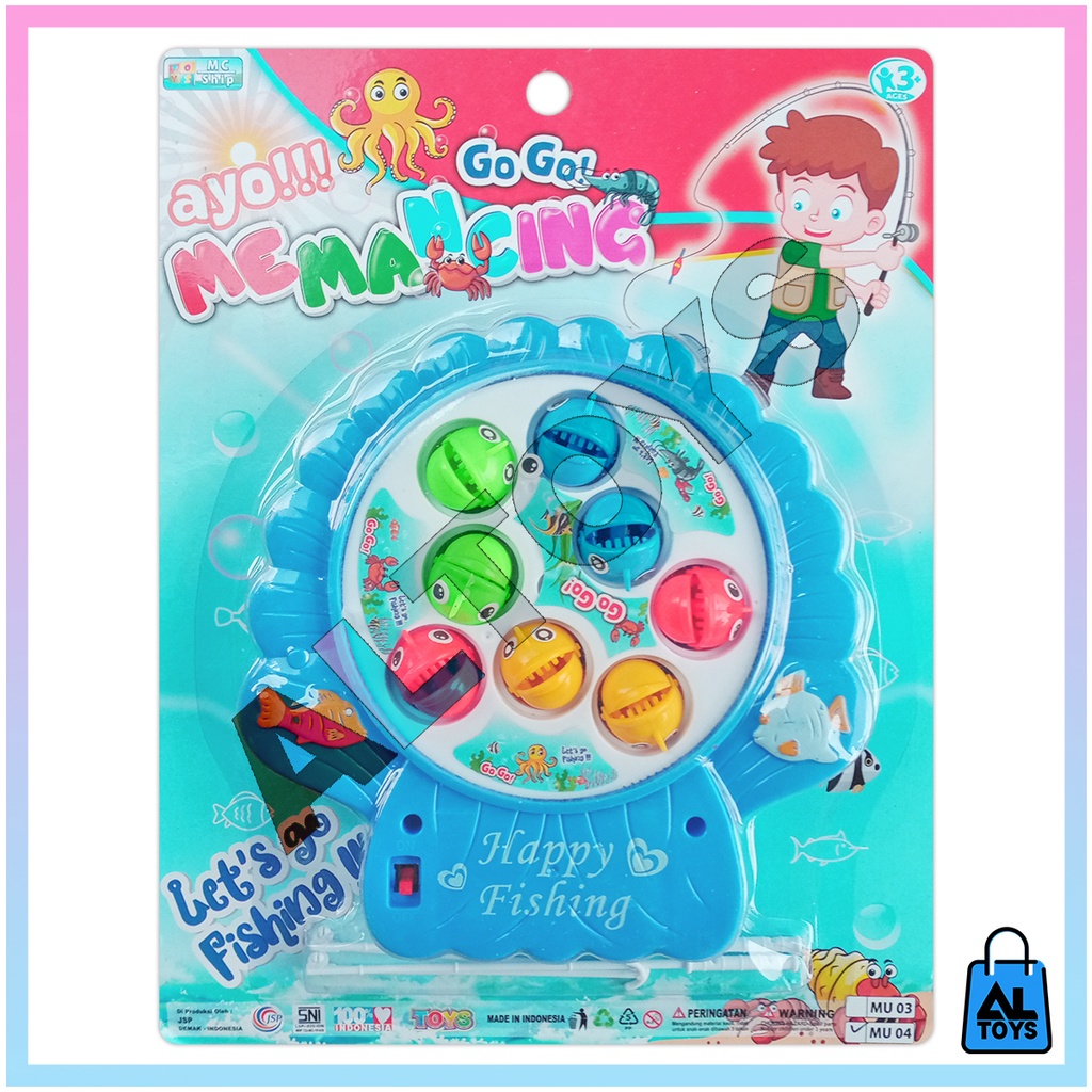 Fishing Game Mainan Pancing Putar Otomatis Lampu / Musik Aneka Model Ikan / Persegi / Pancing Magnet / Pancing Kolam MU04