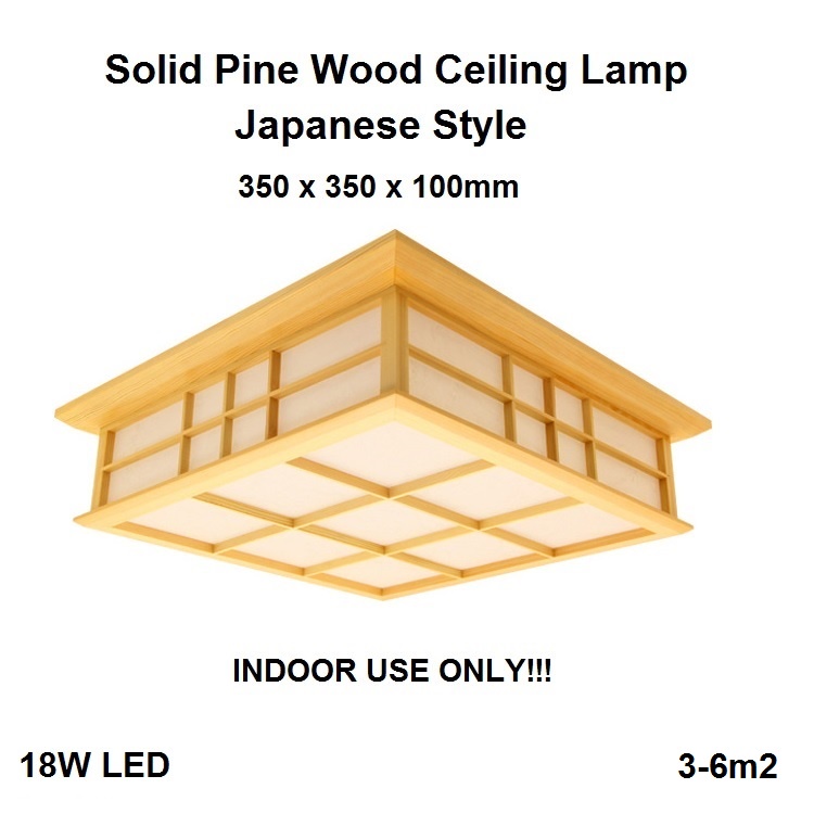 Wooden Ceiling Lamp Japan Design 35x35x10 cm Lampu Langit Model Jepang