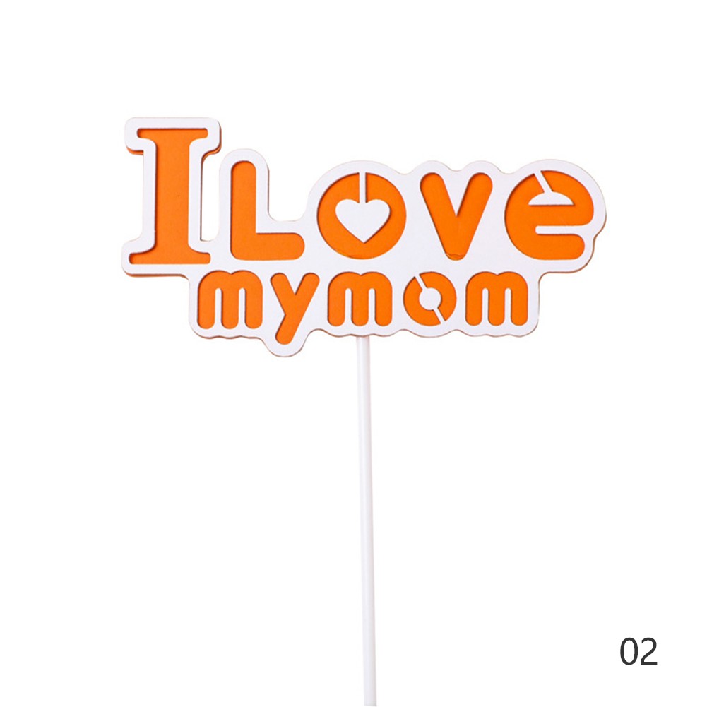 Topper Kue Desain I Love Mom/Dad Bahan Kertas Untuk Dekorasi Pesta Ulang Tahun