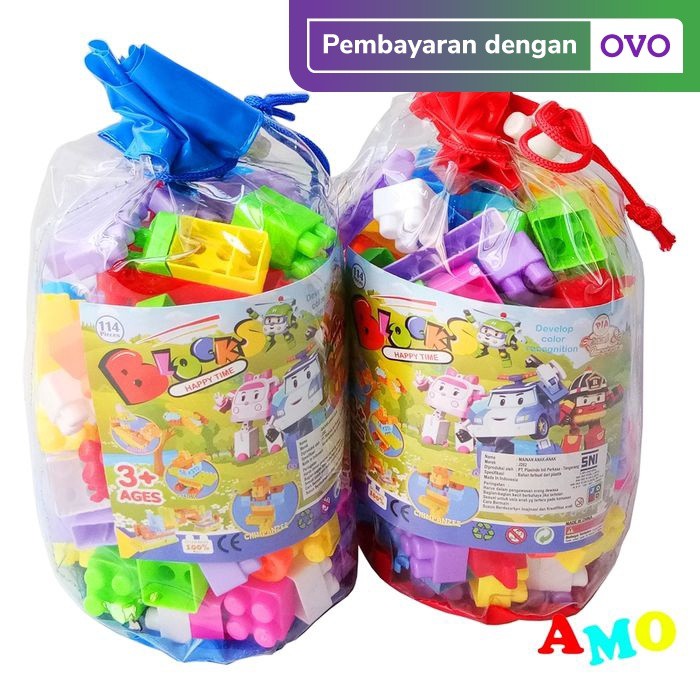 AM -  BLOCK HAPPY TIME 114 PCS - MAINAN LEGO EDUKASI