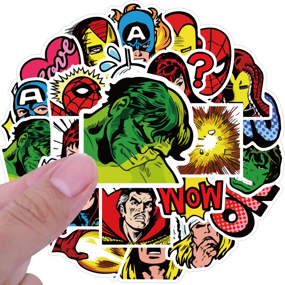 Kartun kapten stiker Iron Man Hulk Spider-Man Avengers tas tangan Buku stiker Xiao Zhang