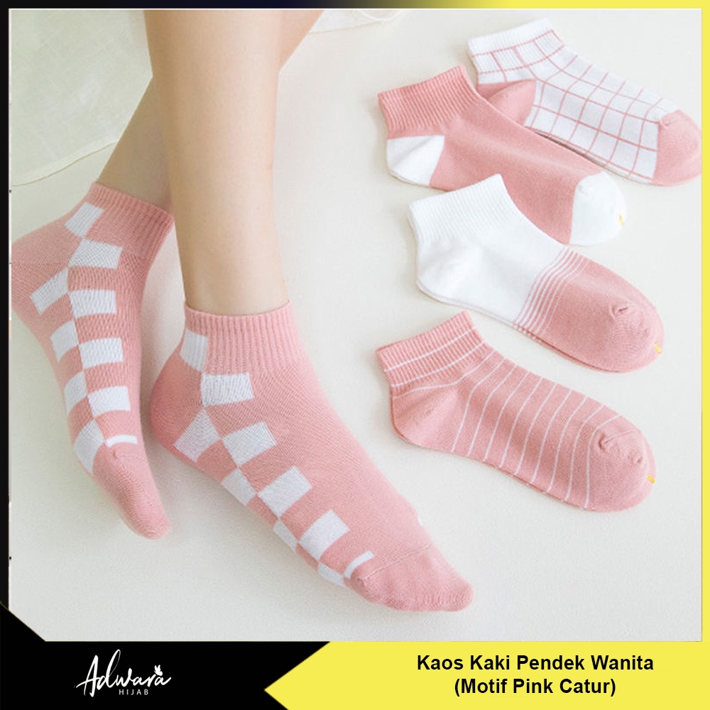 Kaos Kaki Pendek Wanita Semata Kaki Motif Pink Catur Feminim