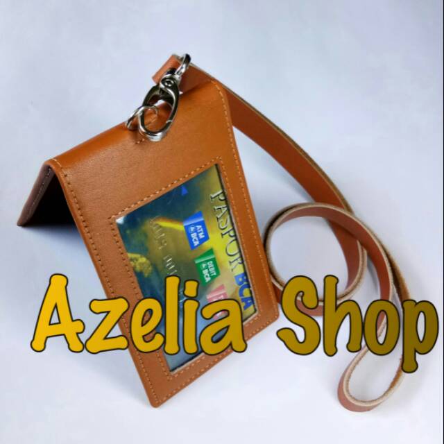 

Name tag kulit asli-id card holder-tempat id card-kartu-tali kalung-magnet-dompet id card kulit asli