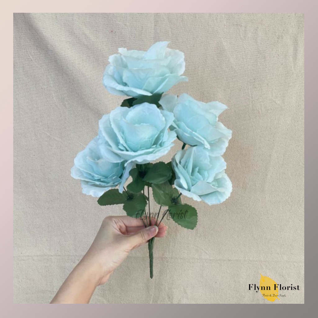 Bunga Mawar hias Rose Impor  FL X5 P:40cm (satuan) Bunga Artificial / Bunga Plastik / Bunga Dekorasi-3