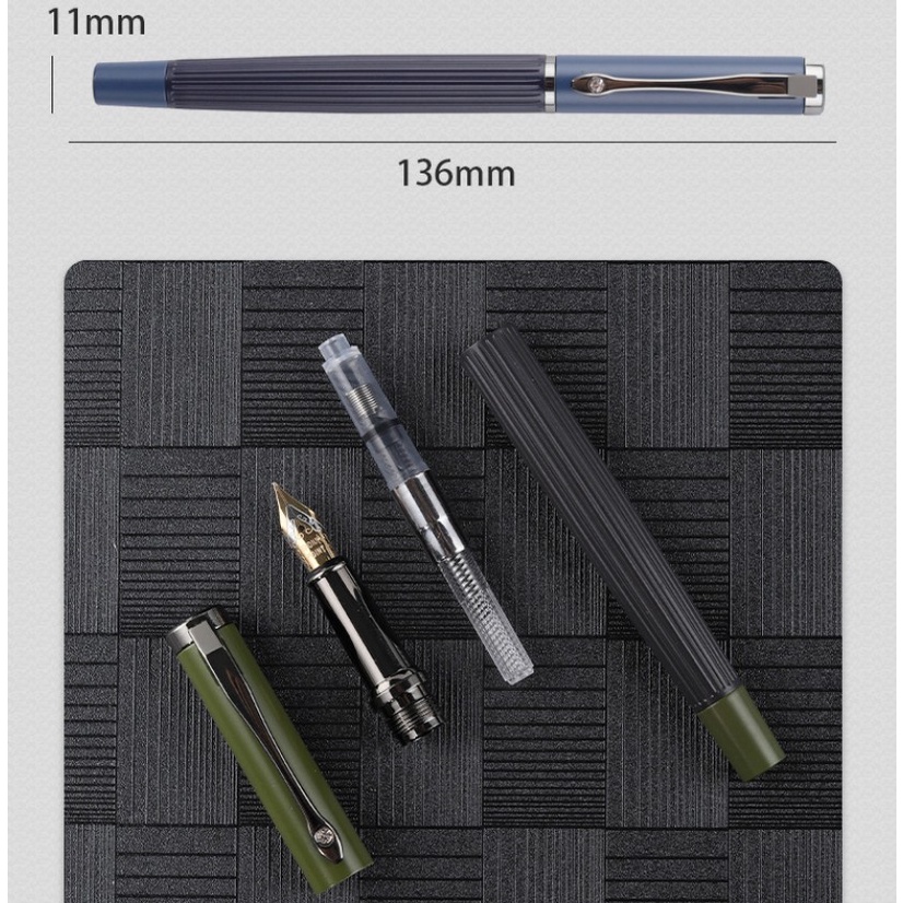 Metal Stripe Frosted Fountain Pen