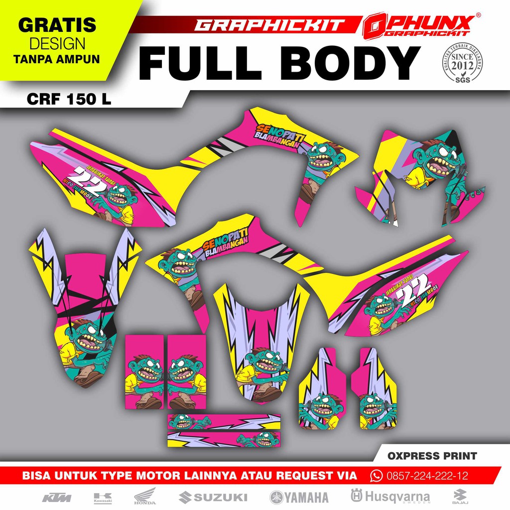 Stiker Decal Honda CRF 150 L Custom Zombie Full Body Sticker Custom