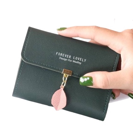 ♥TASBLUE♥A18 COD Dompet wanita A18 Kecil Forever Young Daun Bahan PU Kulit Mini Fashion Import-3