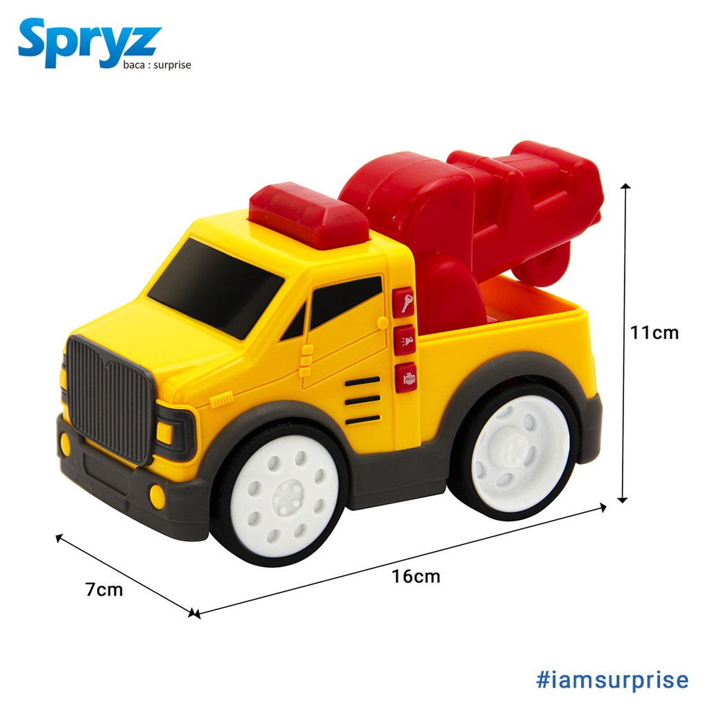 Spryz Press &amp; Go Skala 1:24 Mainan Mobil Konstruksi dengan Lampu &amp; Suara