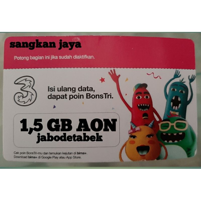 Voucher Tri New AON 1,5GB JABODETABEK