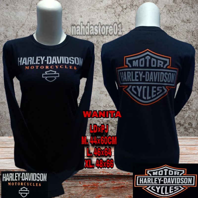 Kaos HarleyDavidson Wanita Lengan Panjang Hitam HD 07