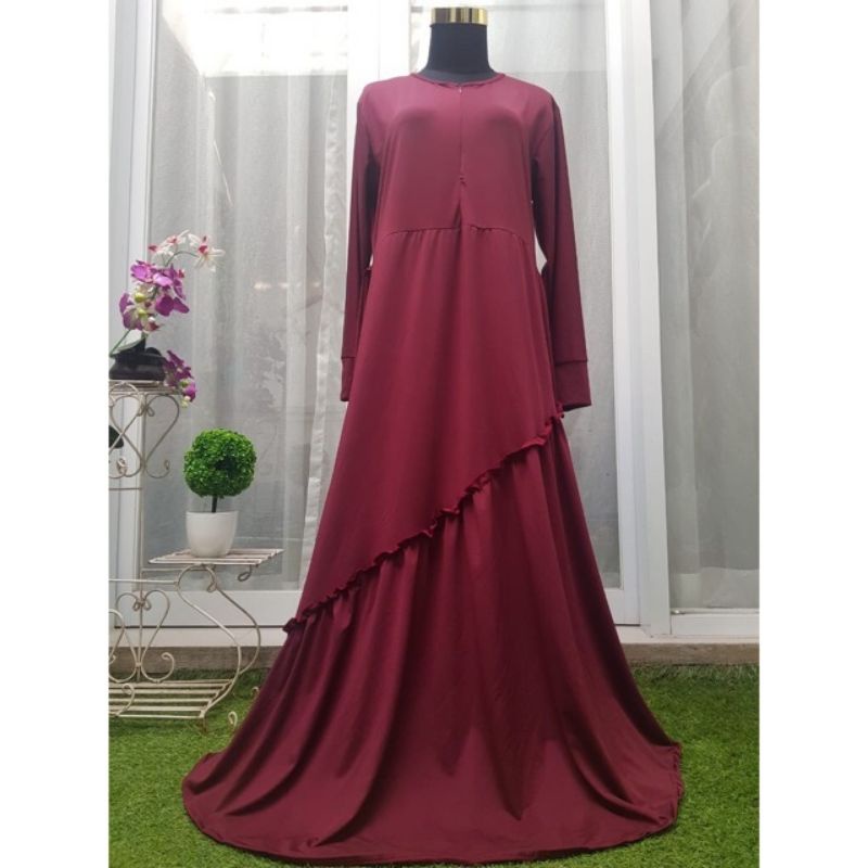 gamis jersey rempel miring