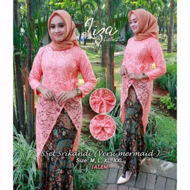 TERLARIS - SET KEBAYA SRIKANDI BRUKAT MODERN / KEBAYA TUNIK KURUNG KEKINIAN / KEBAYA NIKAH KONDANGAN / SALEM MOCCA NAVY SILVER-Set salem