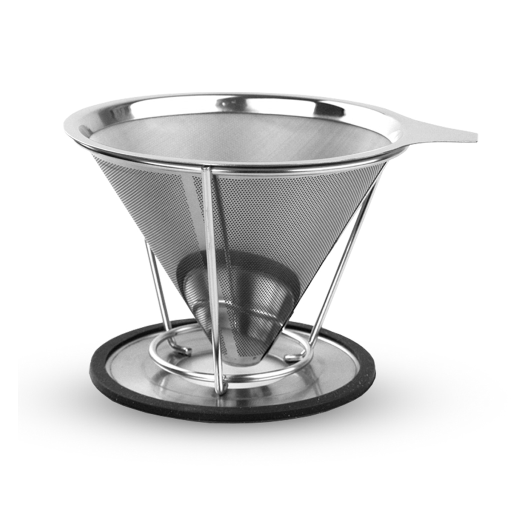 V60 Coffee Dripper Stainless Steel With Stand Saringan Kopi - CF22