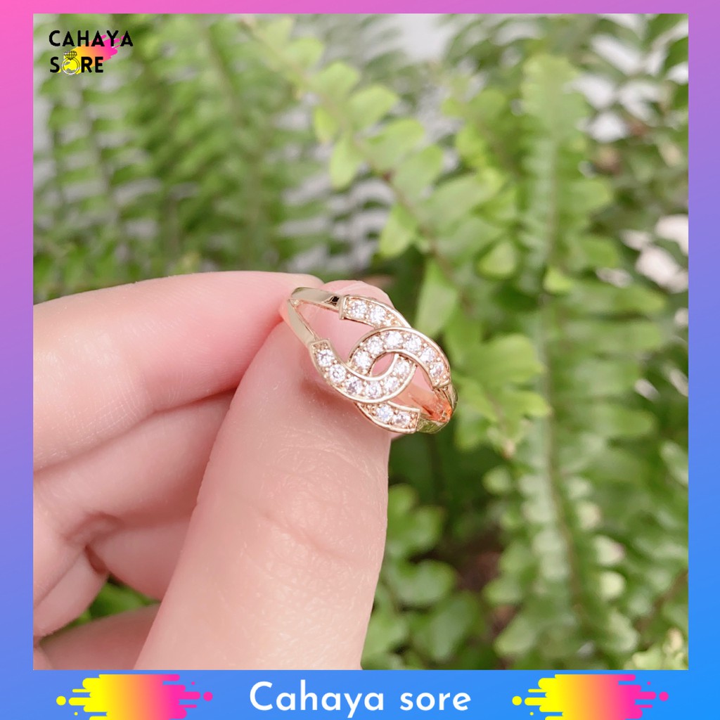 Cincin Xuping Gold Cincin Dewasa Permata Silang HC CD02