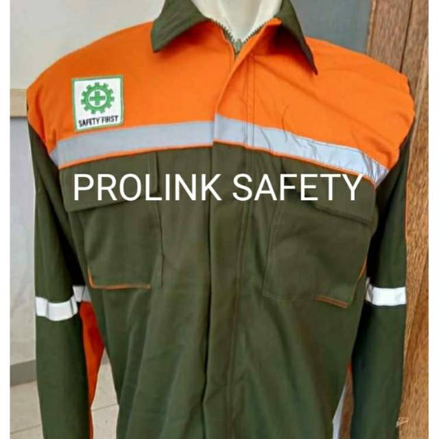 SERAGAM BAJU SAFETY RESLETING HIJAU TUA ORANYE