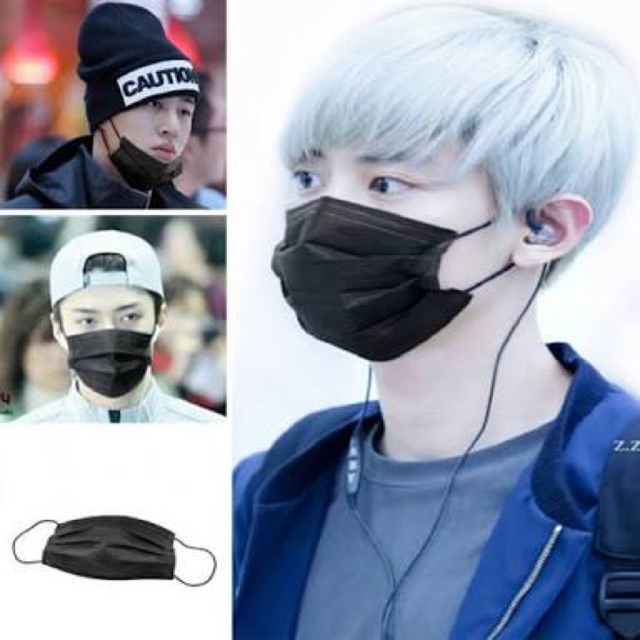 Masker Sekali Pakai Korea Hitam Disposable Mask Kpop Shopee Indonesia