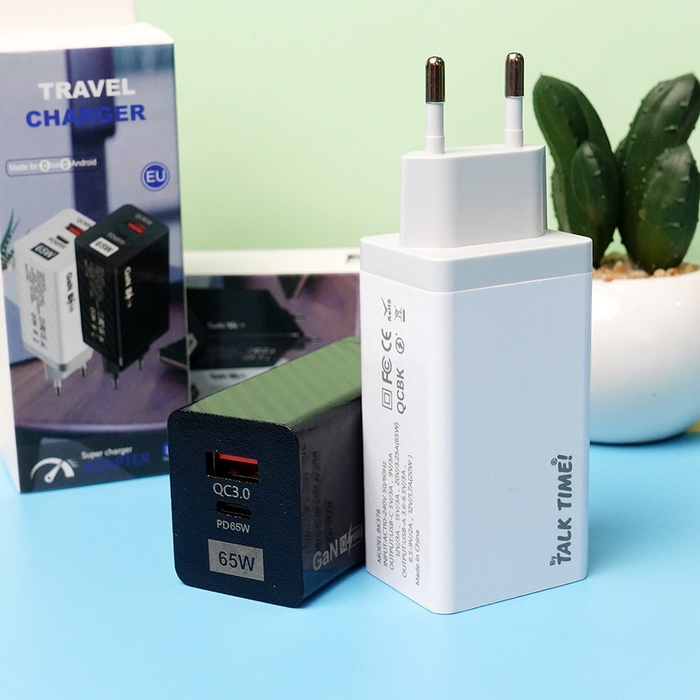 KEPALA CHARGER UNIVERSAL KEPALA CHARGER TALKTIME 65 WATT ADAPTER CHARGER TALKTIME KEPALA CHARGER FAST CHARGING TALKTIME 65W