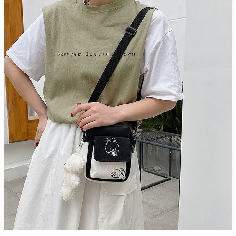 BISA COD TERMURAH TAS SELEMPANG BAHU SHOULDER BAG MINI CUTE KECIL KANVAS MOTIF KELINCI KEKINIAN POPU