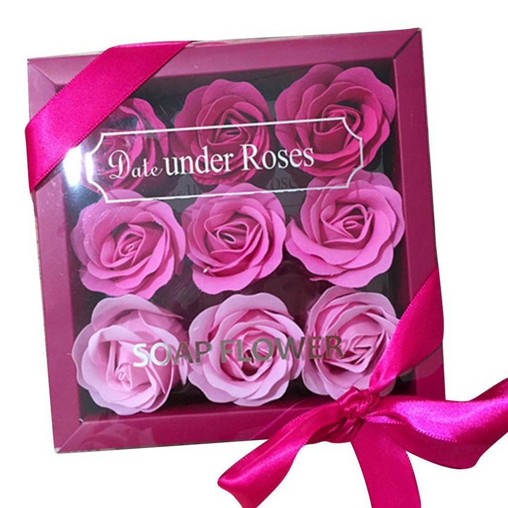 FREE ONGKIR | 9pcs Bentuk Hati Scented Rose Flower Soap Scented Simulasi Rose Petal Sabun Mandi Tubu