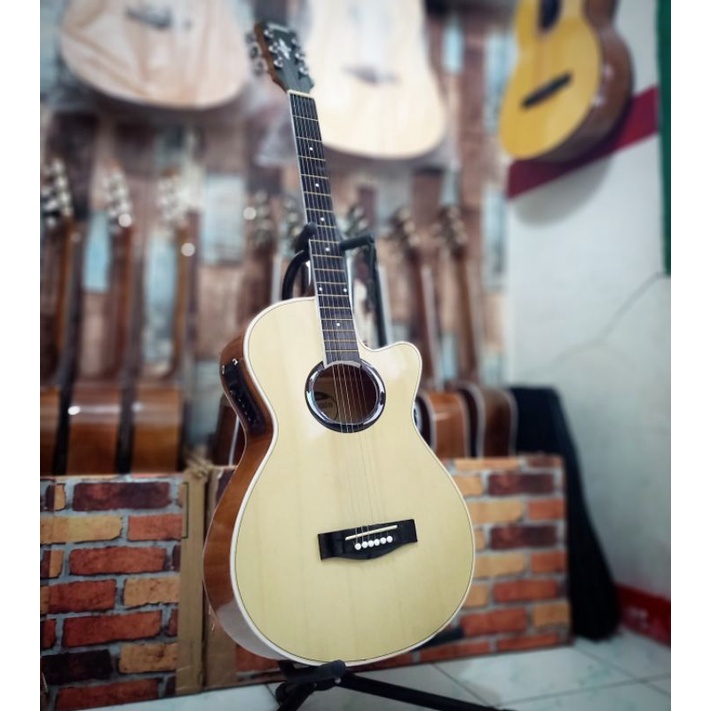 Gitar Akustik Elektrik Tanam Besi (Lengkap Fullset)