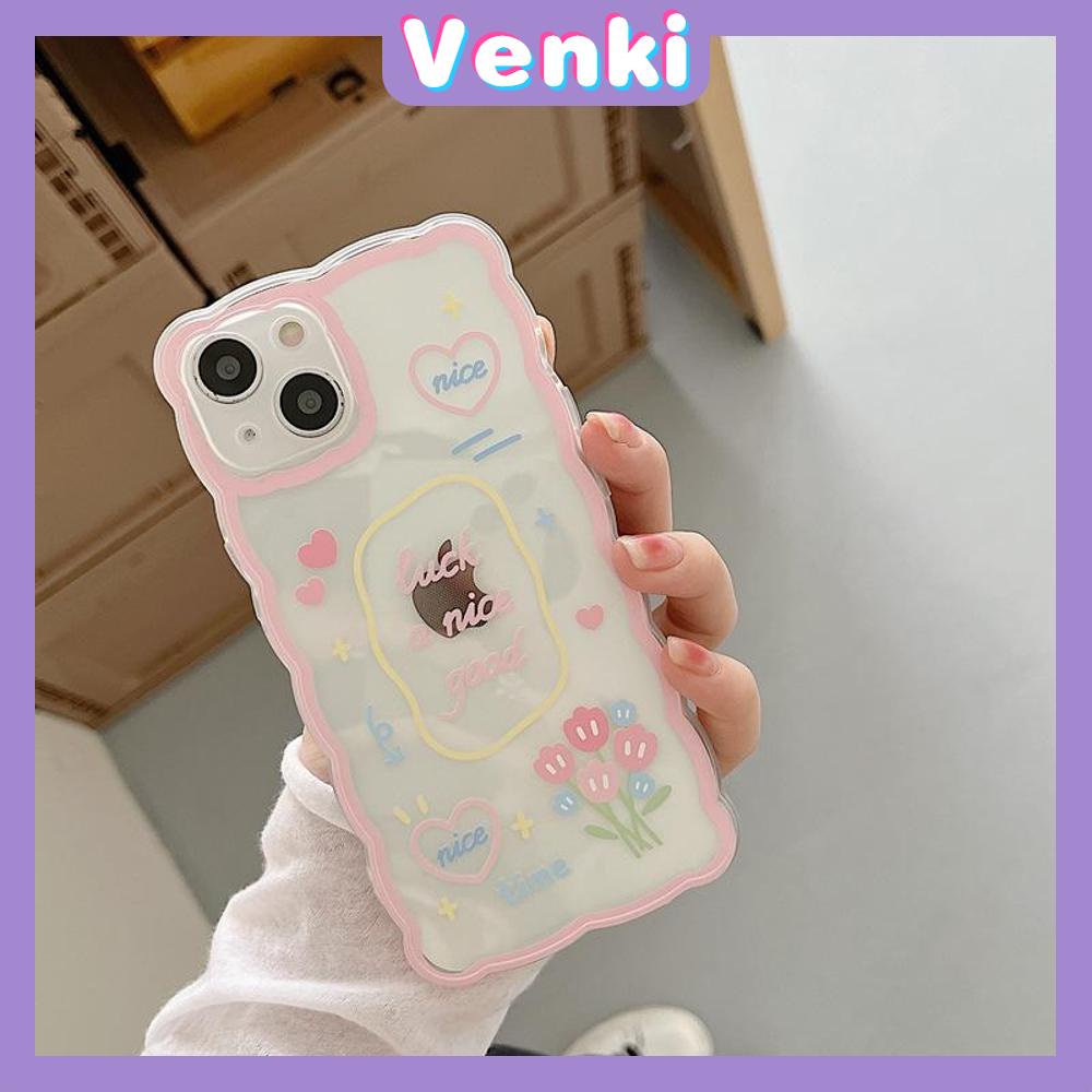 iPhone Case Silicone Soft Case Transparent Case Wave Non-Slip Shockproof Camera Full Coverage Protection Pink Flower for iPhone 13 Pro Max iPhone 12 Pro Max iPhone 11 iPhone 7 Plus