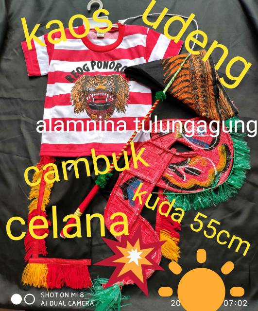 Kaos reog kuda lumping 55cm cambuk  udeng celana barongan komplit