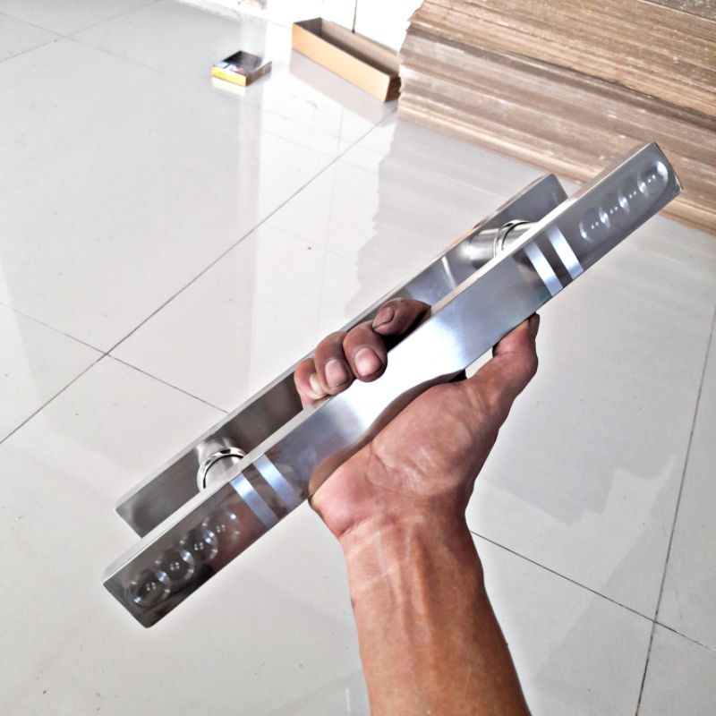 handle pintu baut tembus 45cm gagang tarikan pintu rumah pegangan pintu handle kaca aluminium