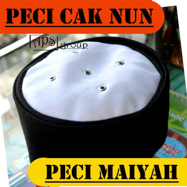 Peci Cak Nun Maiyah Hitam Kombinasi Putih Original Termurah
