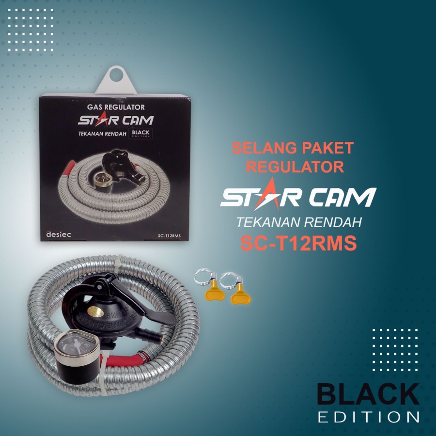 STARCAM T12RMS Paket Selang Regulator Gas Indikator Meter SC-T12RMS