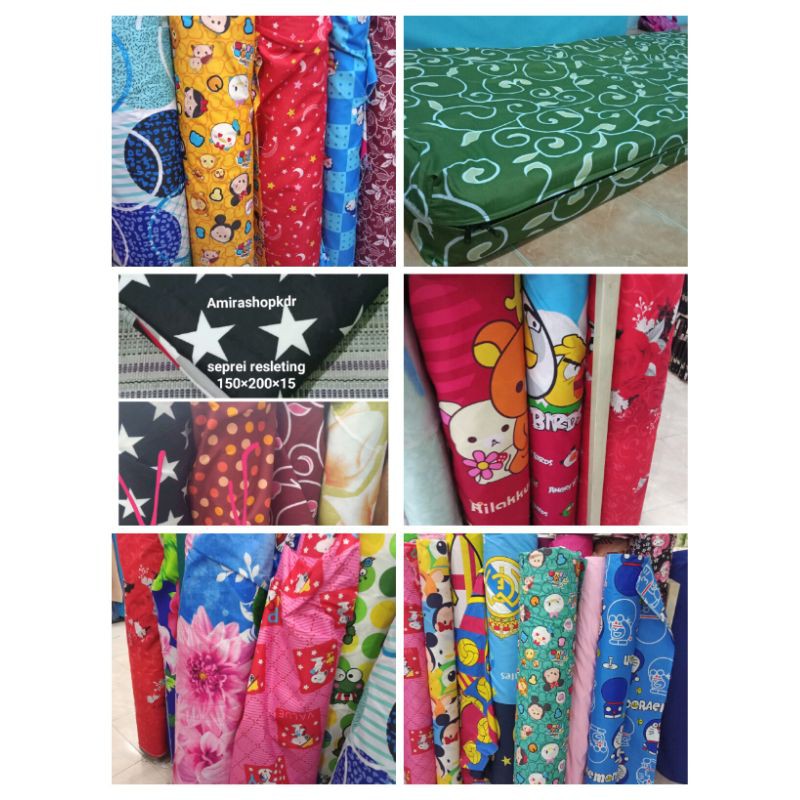 Sarung Bungkus Kasur Busa Spon Katun Resleting Size 90 100 120 140 160