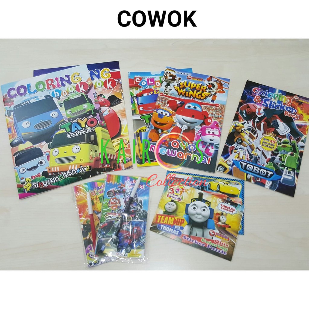 Paket Hemat Buku Mewarnai Anak Aneka Motif Karakter Kartun