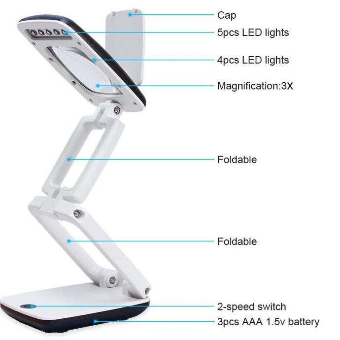 

Kaca Pembesar Lipat Multi fungsi+Lamp LED/ Magnifying Glass. Mikroskop