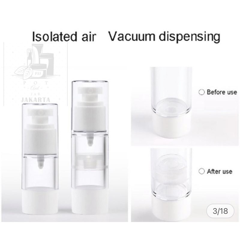 15ml 30ml 50ml Airless Pump Lotion/Spray Botol Tanpa Selang HIGH QUALITY/ travel bottle (BS)