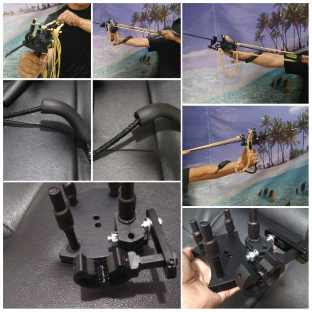 KETAPEL PANAH New Catapult Bow 3in One 360 Derazat Double Sling Bow 4POLE ARROW REST WHISKER BISCUIT