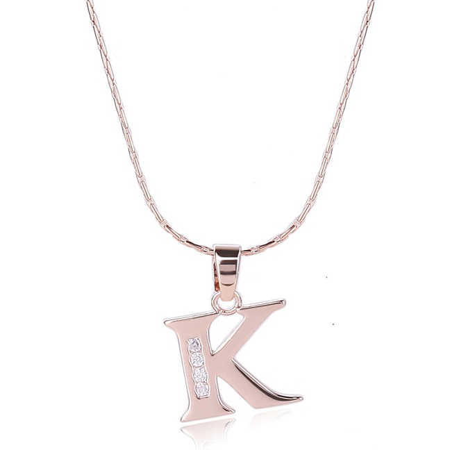 LRC Kalung Fashion Color Metal Letterk Shape Pendant Decorated Simple Long Chain Neckalce